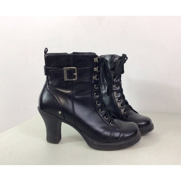 Mudd Vintage Y2K Boots Black Witchy Lace Up Womens 8 - Picture 1 of 7
